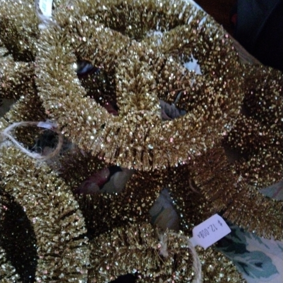 12 gold bottle brush sisal Peace Sign ornaments - Picture 10 of 12